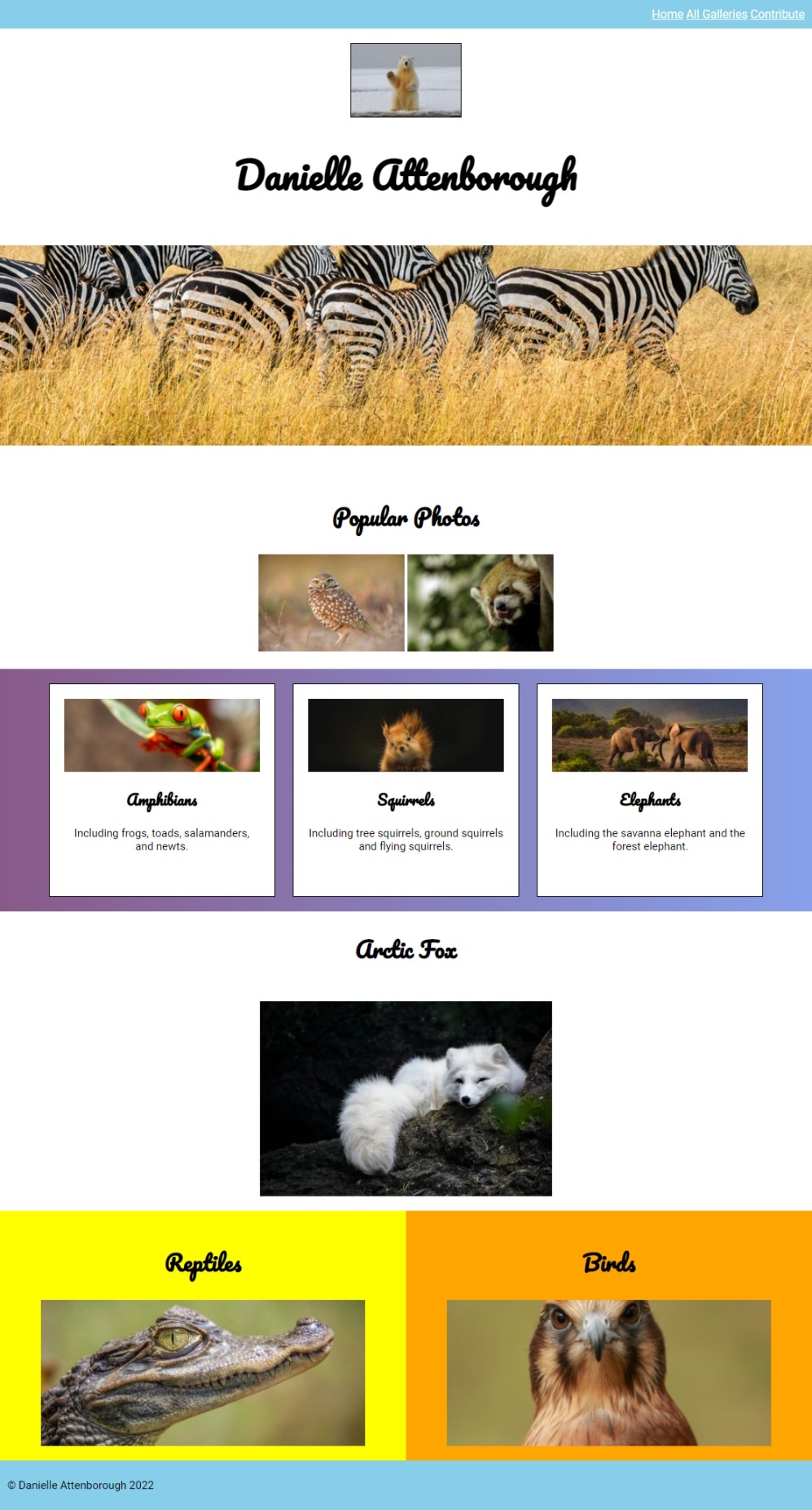 Screenshot of completed webpage.